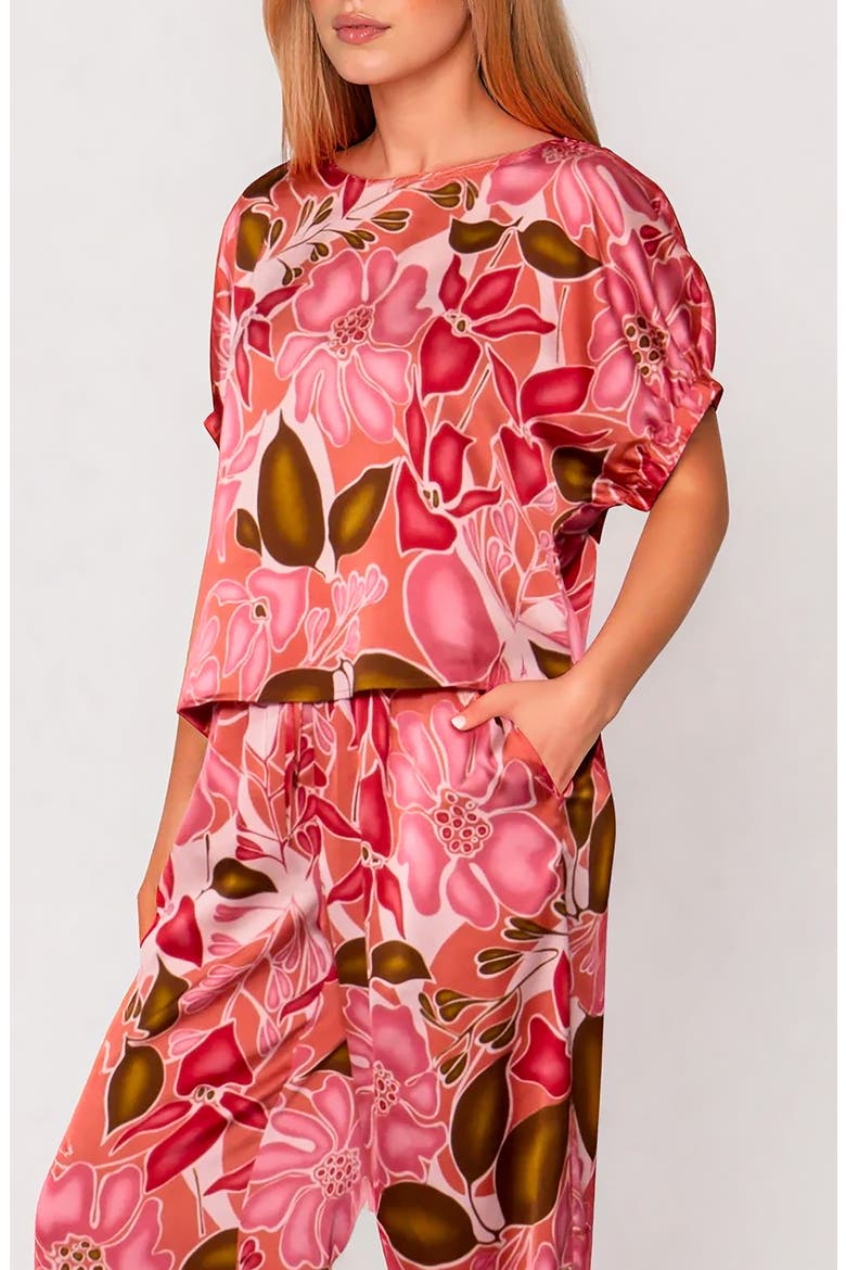 Print Satin Top, Alternate, color, RED MULTI