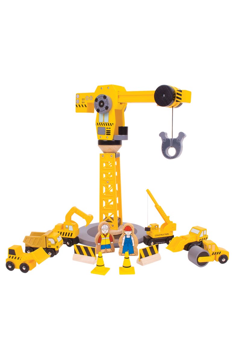 Bigjigs Rail Big Crane Construction Set, Main, color, Yellow