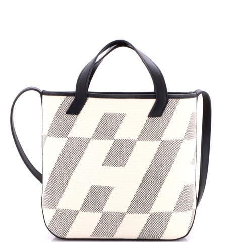 Cabas H en Biais Tote Canvas with Leather 27