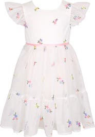 Zunie Kids' Embroidered Mesh Party Dress