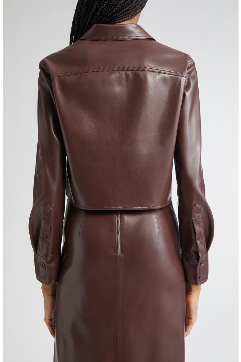 Leon Crop Faux Leather Button-Up Shirt, Alternate, color, ESPRESSO