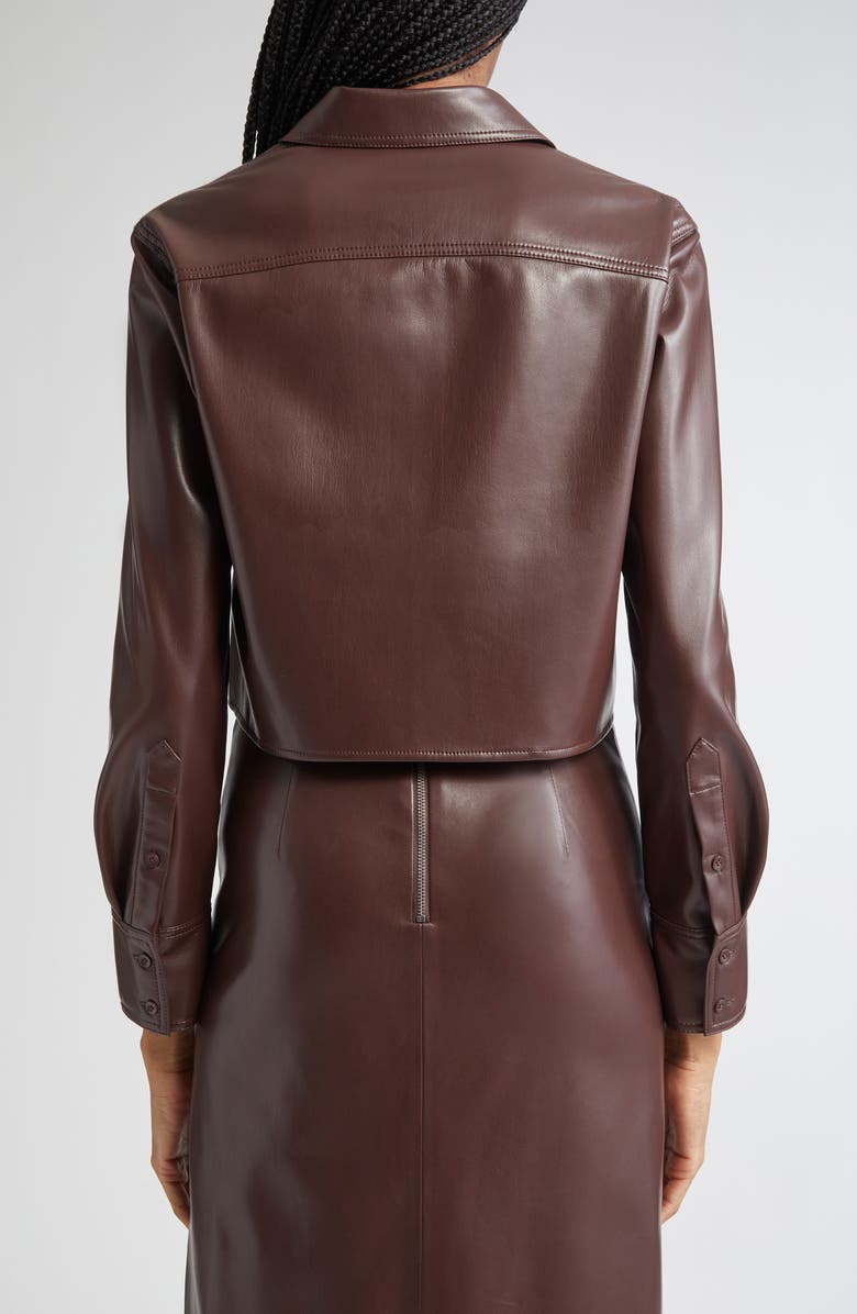 Alice + Olivia Leon Crop Faux Leather Button-Up Shirt, Alternate, color,