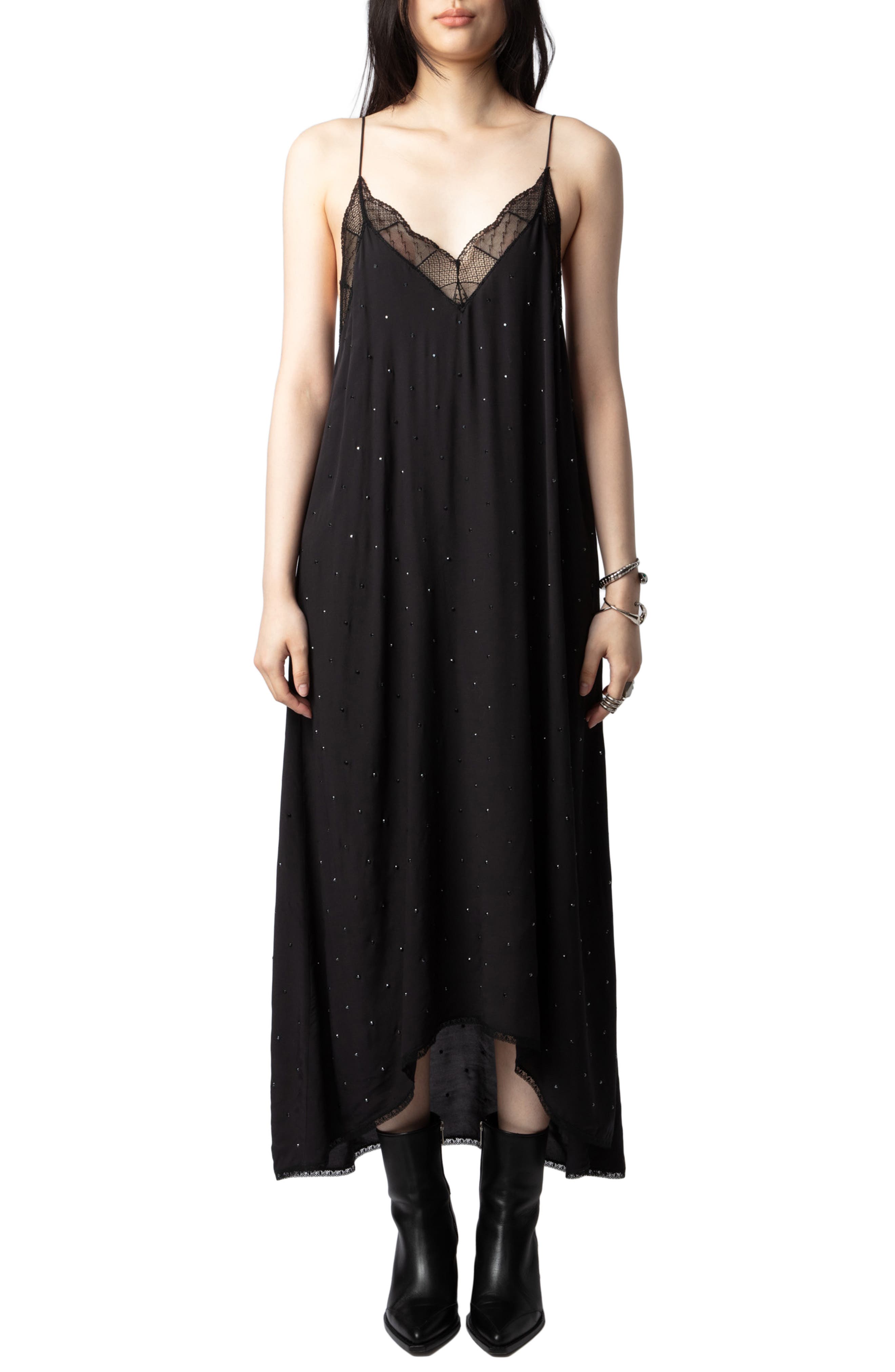 Zadig & Voltaire Risty Beaded Maxi Slipdress in Stone 