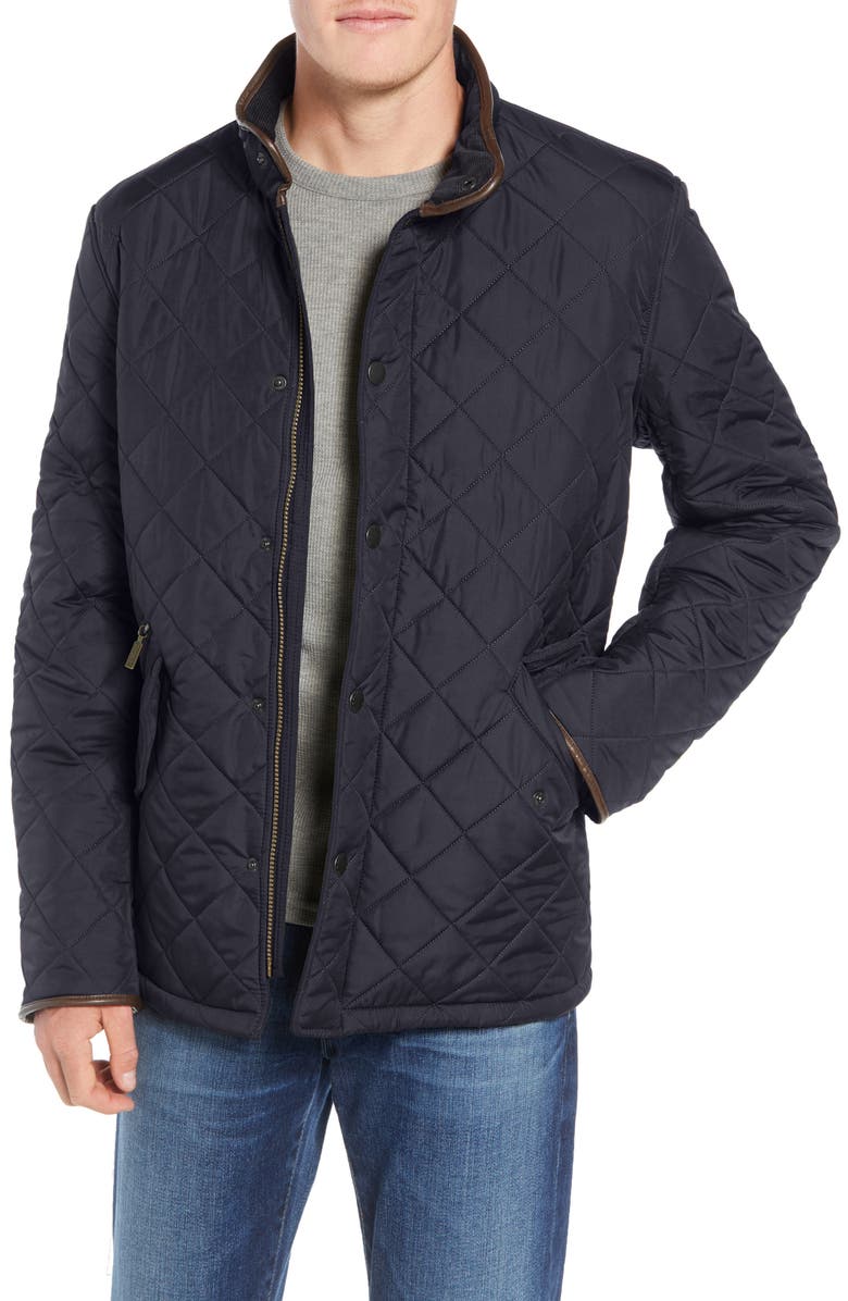Barbour Powell Diamond Quilted Jacket, Main, color, Navy