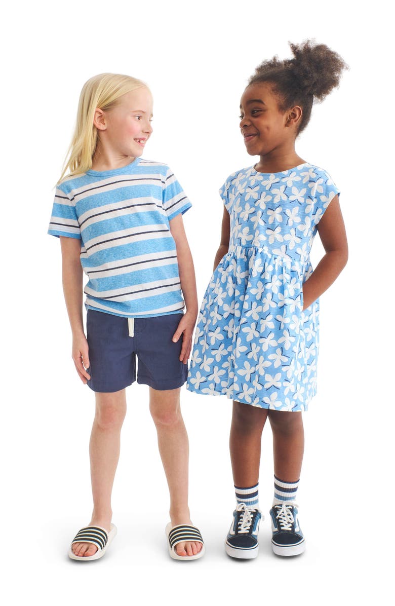 Primary Kids Backyard Dress In Cornflower Butterflies, Alternate, color, Cornflower Butterflies
