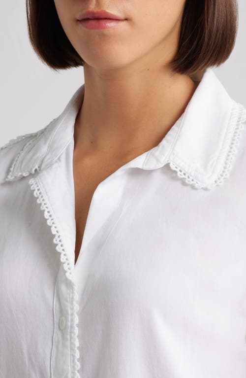 Cloth & Stone Lace Trim Button-up Shirt In White