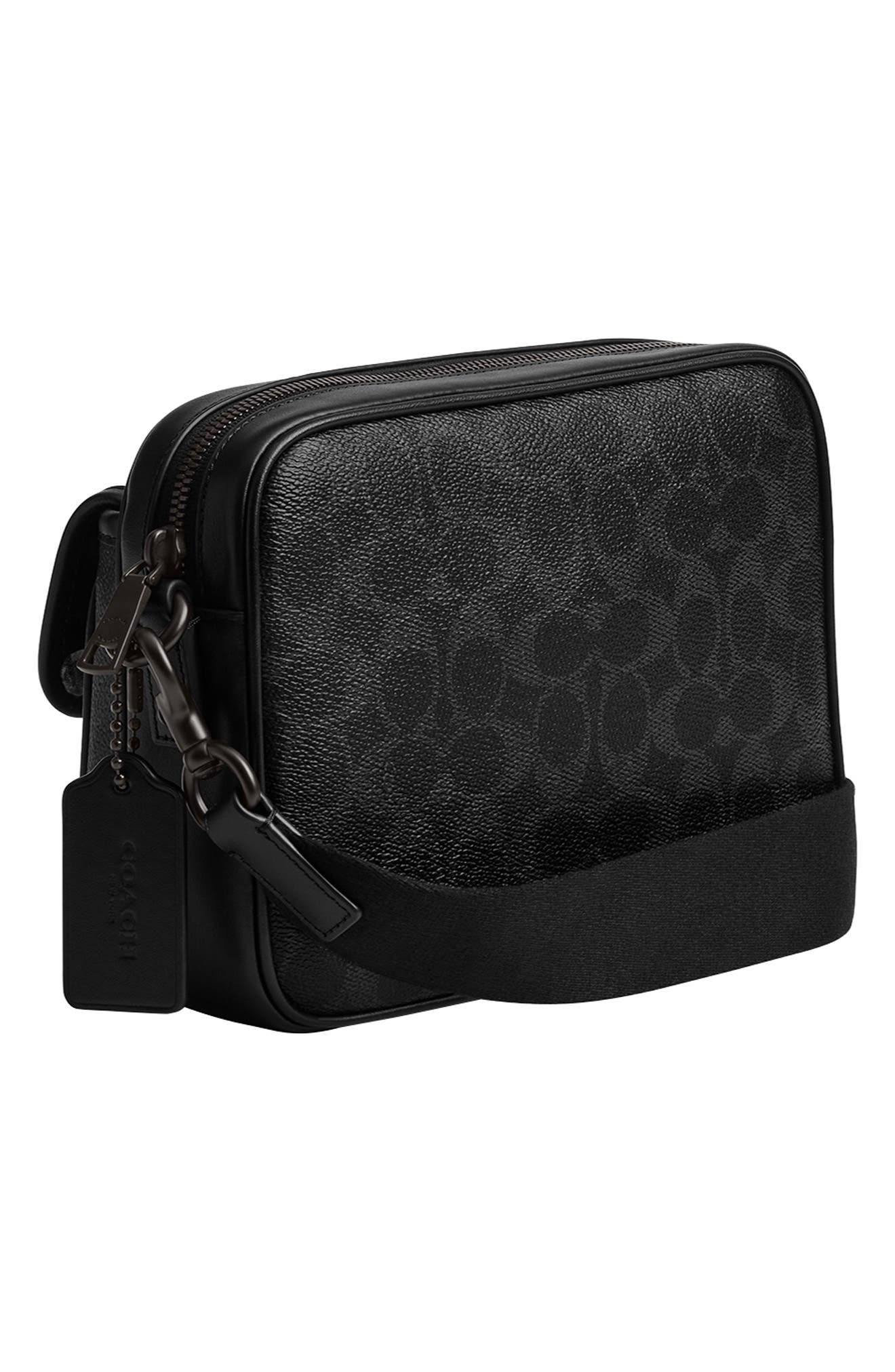 COACH Knox Signature Canvas & Leather Camera Bag, Alternate, color, Black Signature