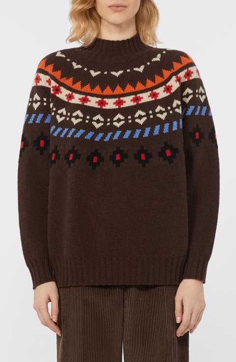 Hardy Fair Isle Jacquard Virgin Wool Mock Neck Sweater
