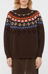 Weekend Max Mara Hardy Fair Isle Jacquard Virgin Wool Mock Neck Sweater