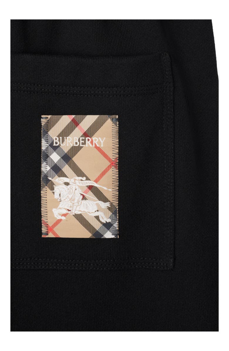 Burberry Check Label Cotton Shorts, Alternate, color, Black