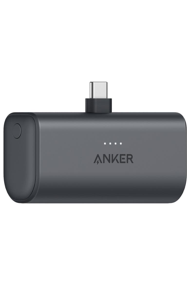 Nano Power Bank with Built-in Foldable USB-C Connector, Alternate, color, Black