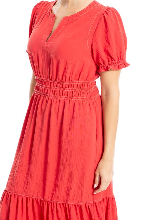 Max Studio Tiered Crepe Maxi Dress In Washed Red