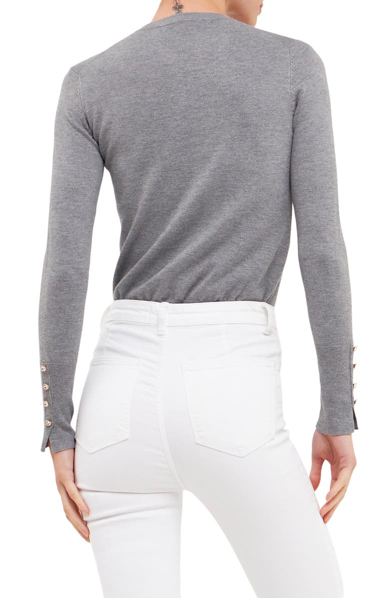 Endless Rose Button Cuff Sweater, Alternate, color, Grey