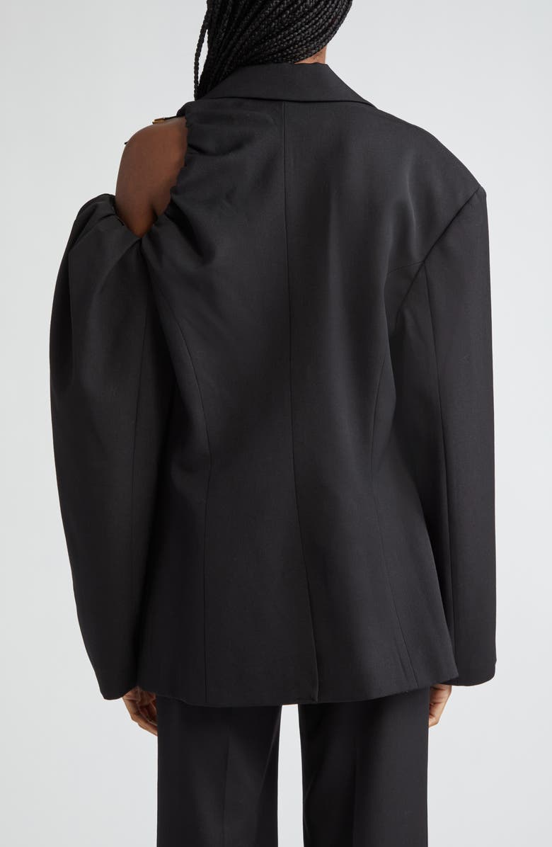 Jacquemus The Galliga Deconstructed Shoulder Virgin Wool Jacket, Alternate, color, 