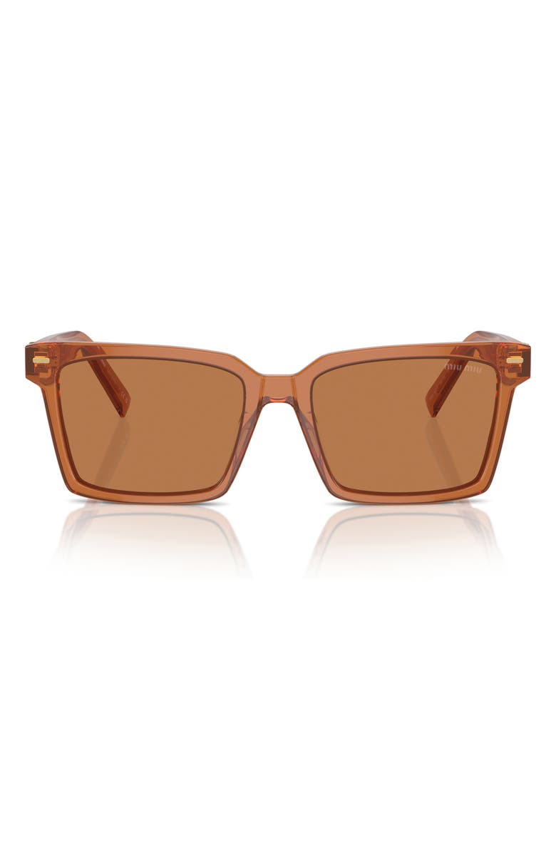 Miu Miu 55mm Rectangular Sunglasses, Alternate, color, Brown