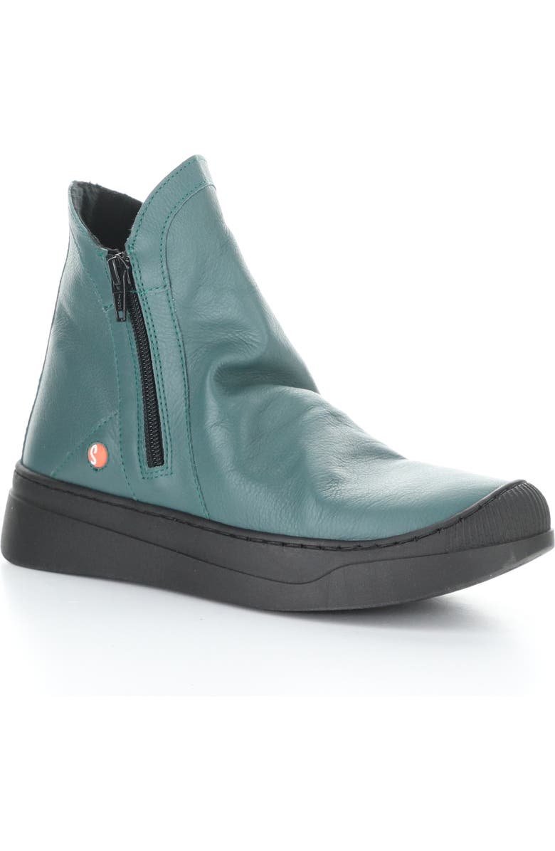 Softinos by Fly London Abil Platform Wedge Bootie, Main, color, Teal Smooth Leather