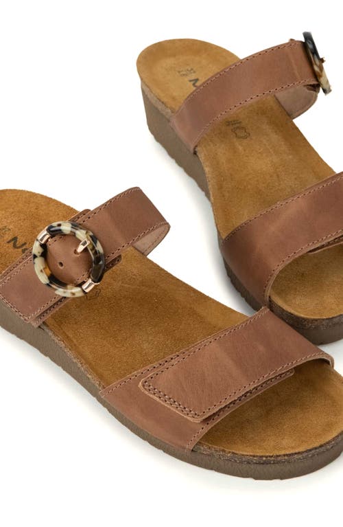 Naot Anabel Wedge In Latte Brown Leather