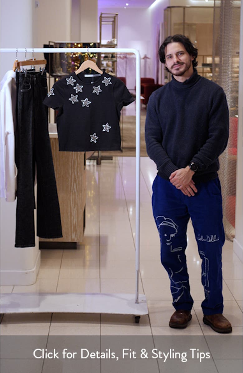 Cindy Embellished Star Cotton Crop T-Shirt, sales video thumbnail