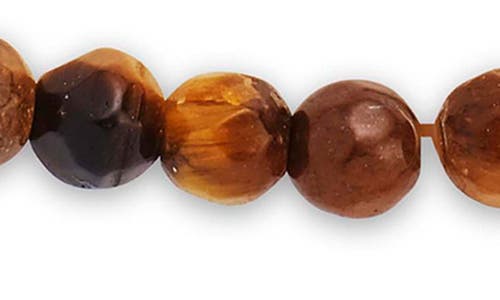 Sterling Forever Tiger's Eye Beaded Stretch Bracelet In Brown