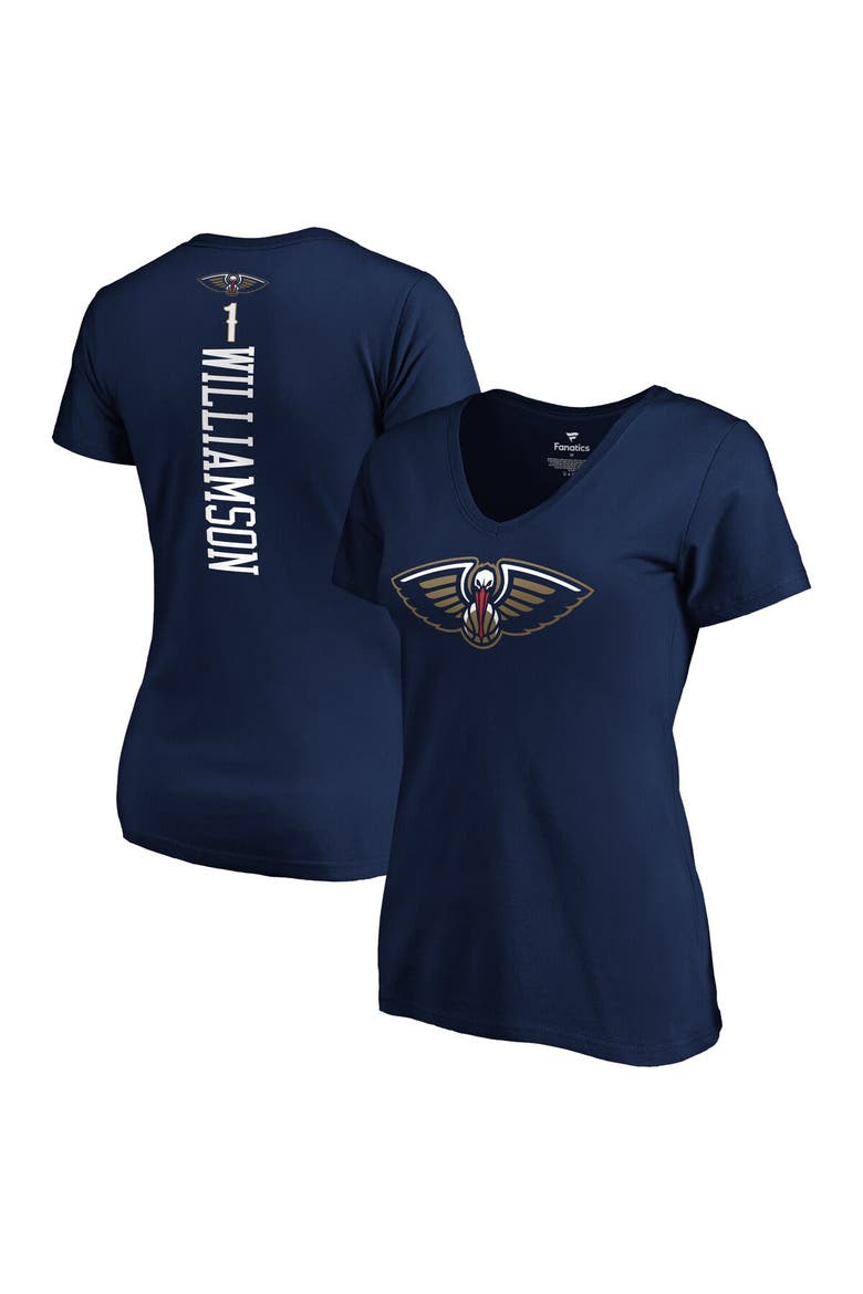 Women's Fanatics Branded Zion Williamson Navy New Orleans Pelicans 2019 NBA Draft Playmaker Name & Number V-Neck T-Shirt, Main, color, Navy