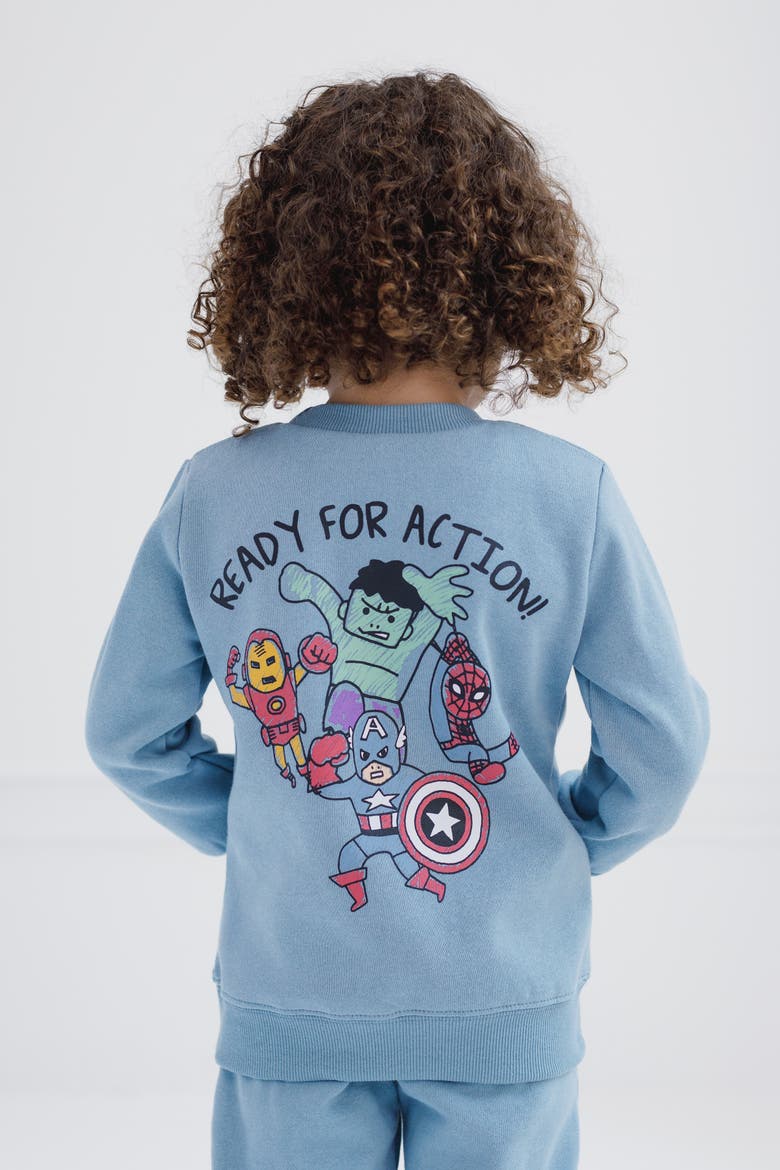 Avengers Fleece 2-Piece Sweatshirt and Pants Set, Alternate, color, Dusty Blue