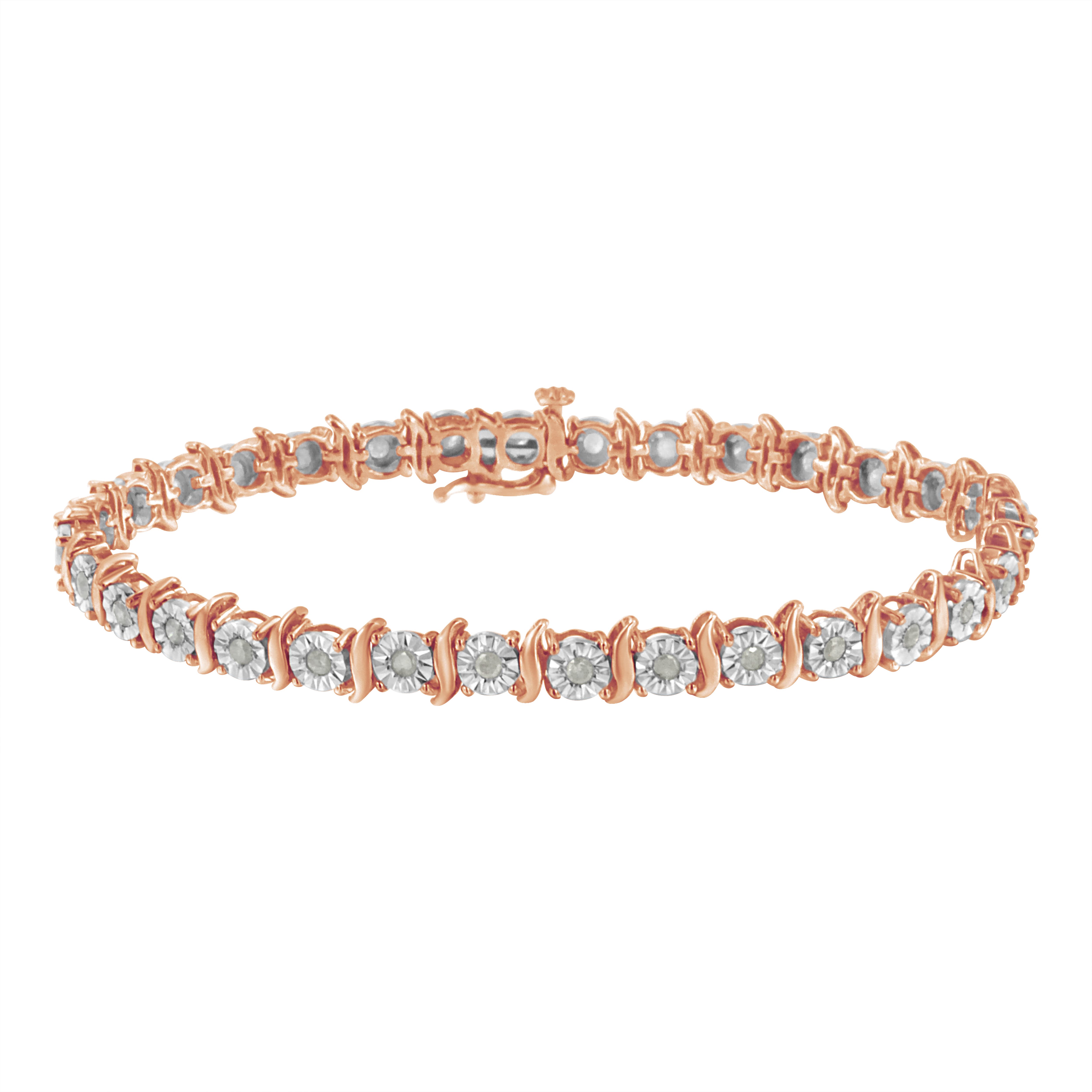 Женские аксессуары Haus of Brilliance Silver 1.0 Ctw Diamond S-Curve Link Miracle-Set Tennis Bracelet