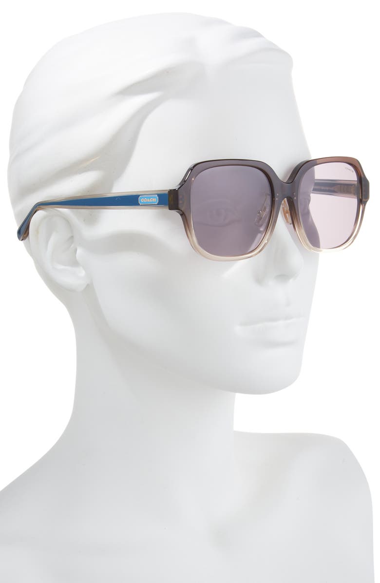 COACH 56mm Gradient Rectangle Sunglasses, Alternate, color, Brown Gradient
