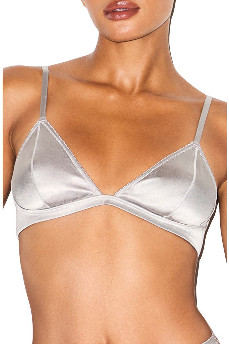 Satin Triangle Bralette, Main, color, MIRROR