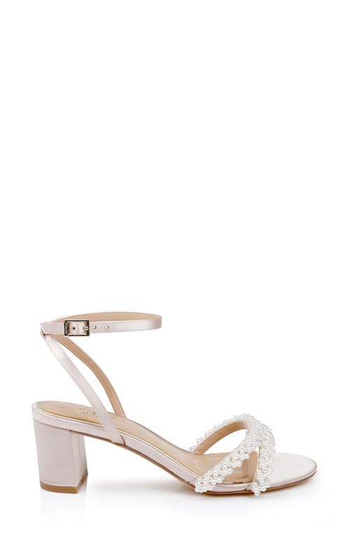 Jewel Badgley Mischka Ninnette Embellished Ankle Strap Sandal In Champagne Satin