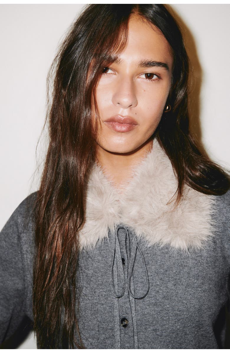 H&M Collared Cardigan, Alternate, color, Dark Gray