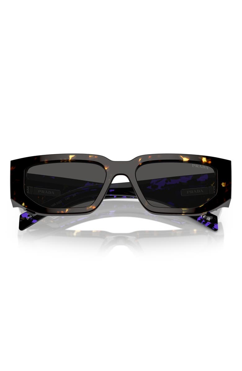 Prada 56mm Rectangular Sunglasses, Alternate, color, Net Gray