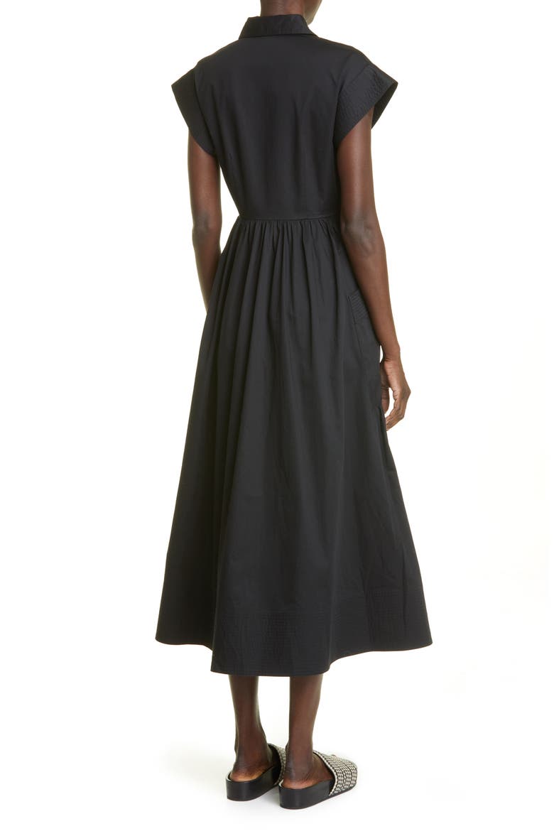 Cap Sleeve Cotton Poplin Midi Dress, Alternate, color, 001 BLACK