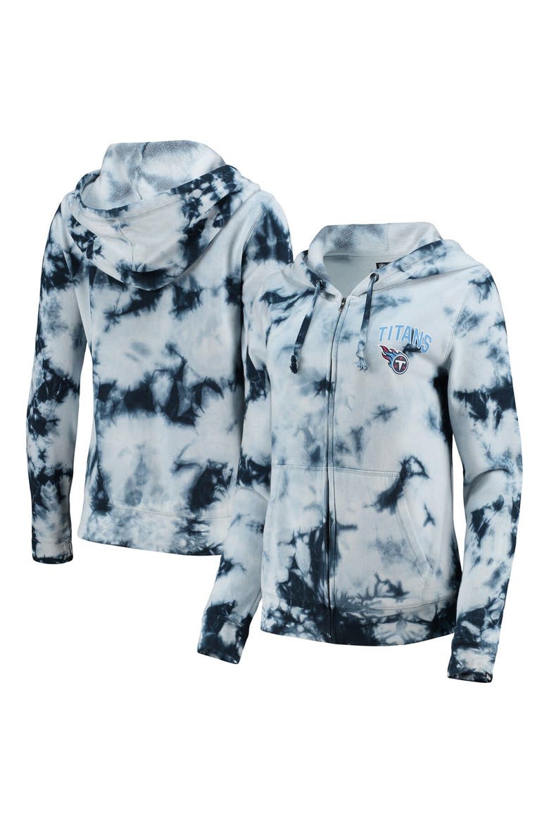 Women's New Era Navy Tennessee Titans Tie-Dye Fleece Full-Zip Hoodie, Main, color, Navy