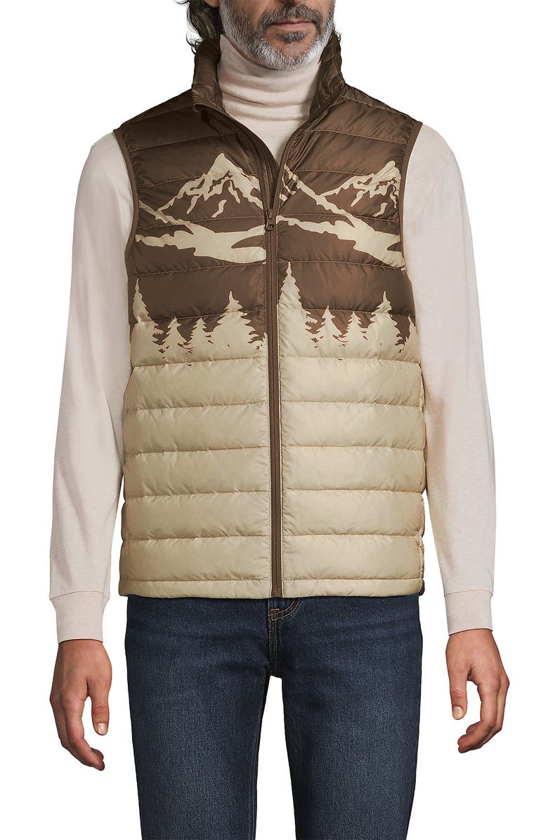 Lands' End Wanderweight Ultralight Packable Down Vest, Alternate, color, Oyster Tan Mountain
