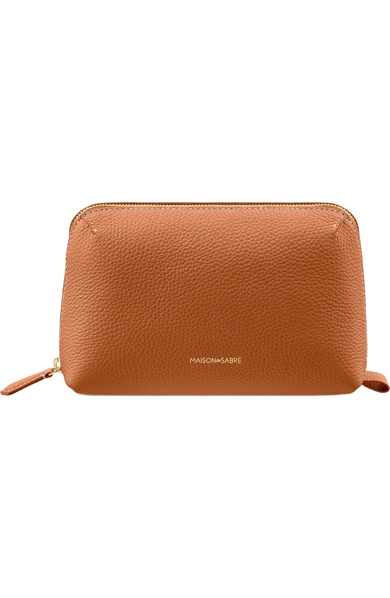 MAISON de SABRÉ Leather Tech Pouch, Main, color, Pecan Brown