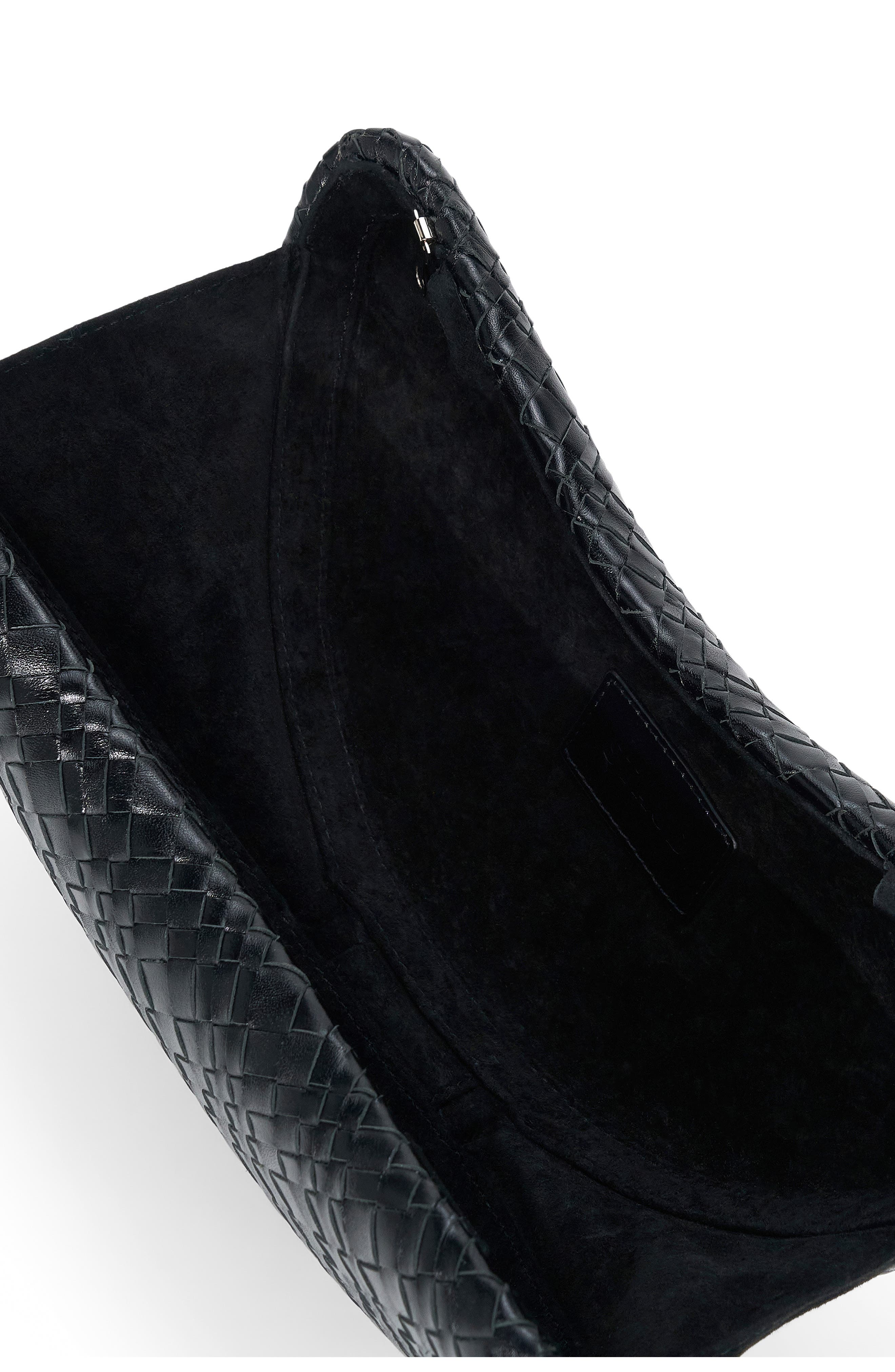 STAUD Crescent Leather Clutch, Alternate, color, Black