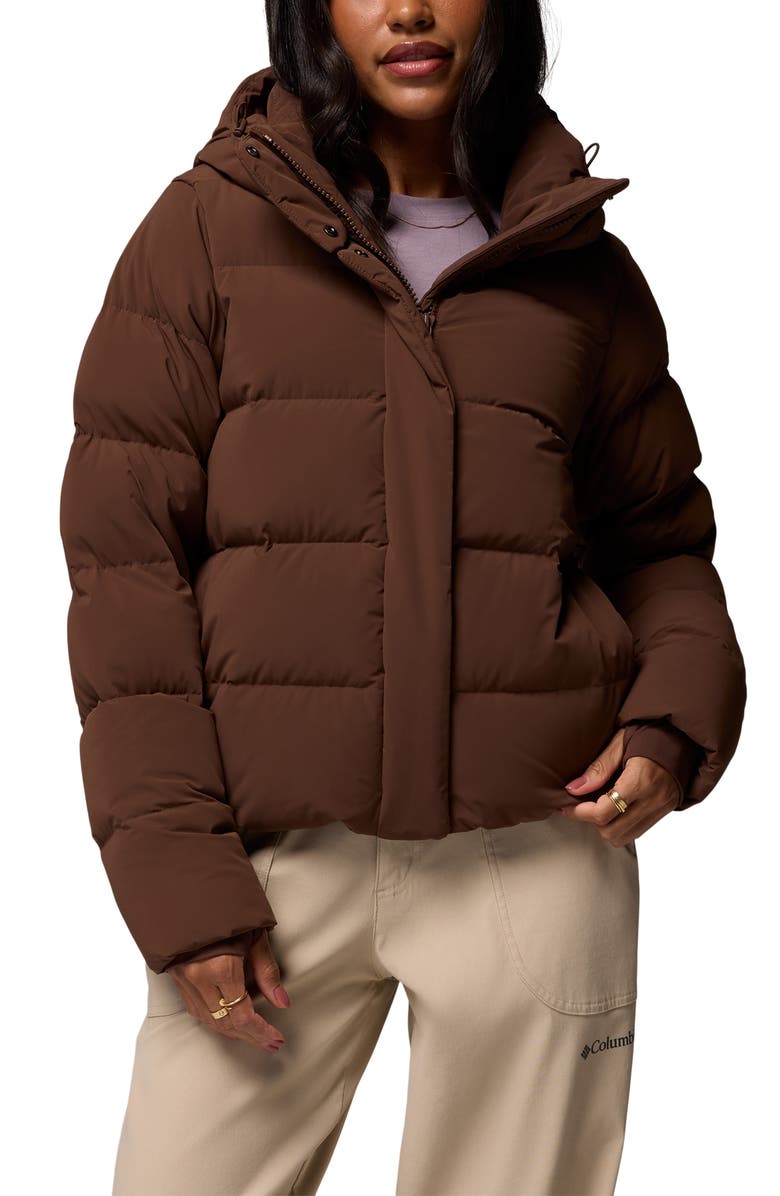 Columbia Amaze Puff Hooded Jacket, Main, color, Tobacco