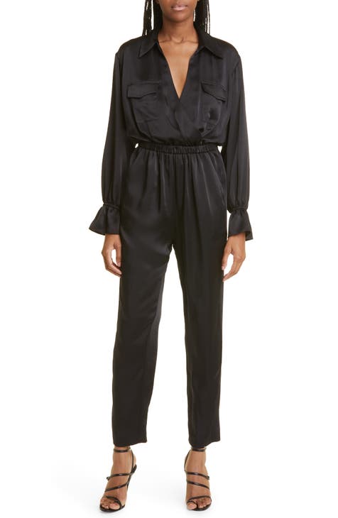 Josephine Long Sleeve Satin Jumpsuit