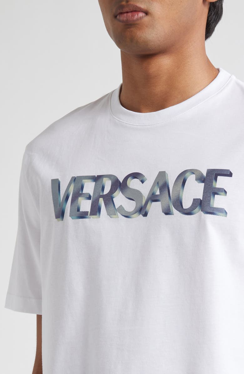 Versace 3D Logo Compact Cotton Jersey Graphic T-Shirt, Alternate, color, Optical White