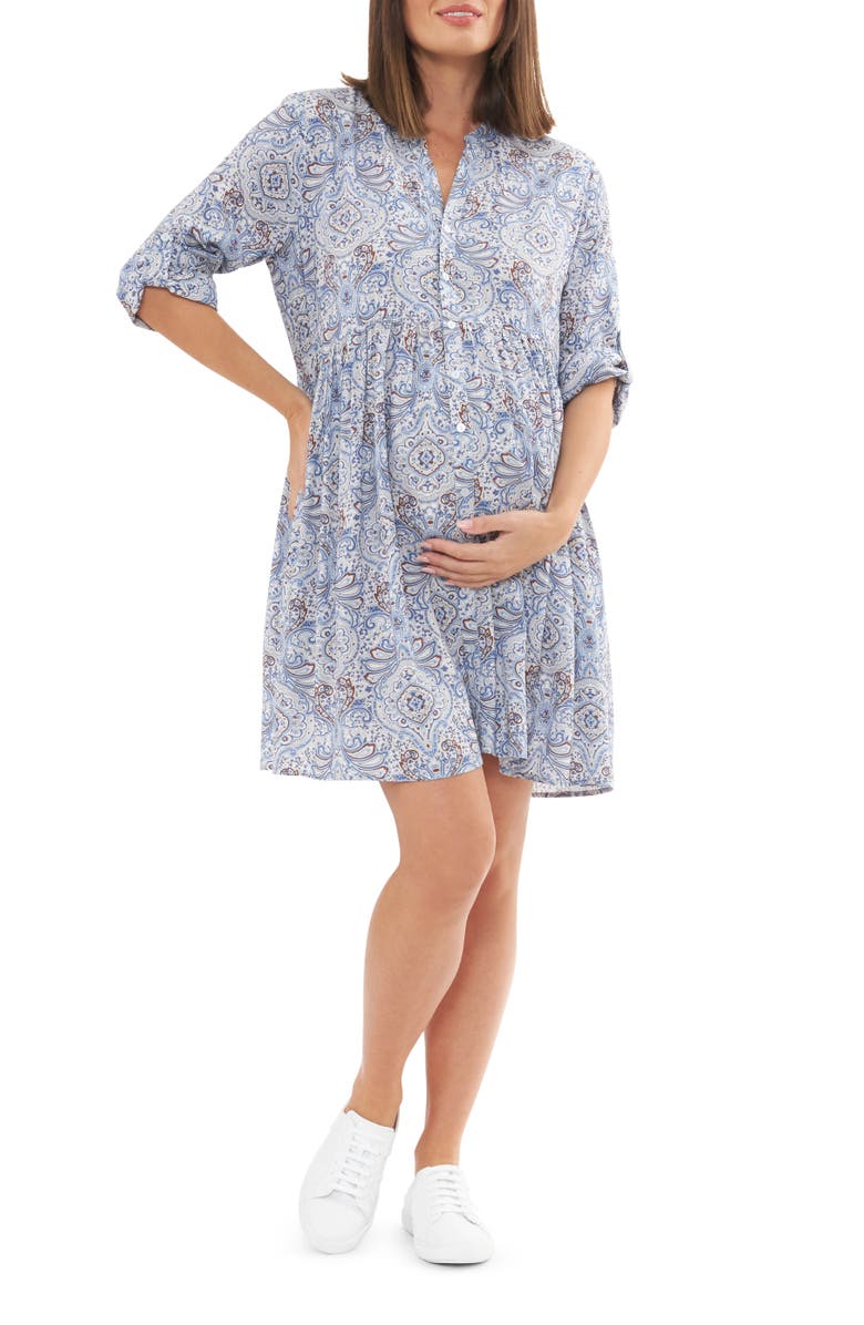 Ripe Maternity Celest Button Through Dress, Main, color, Lapis