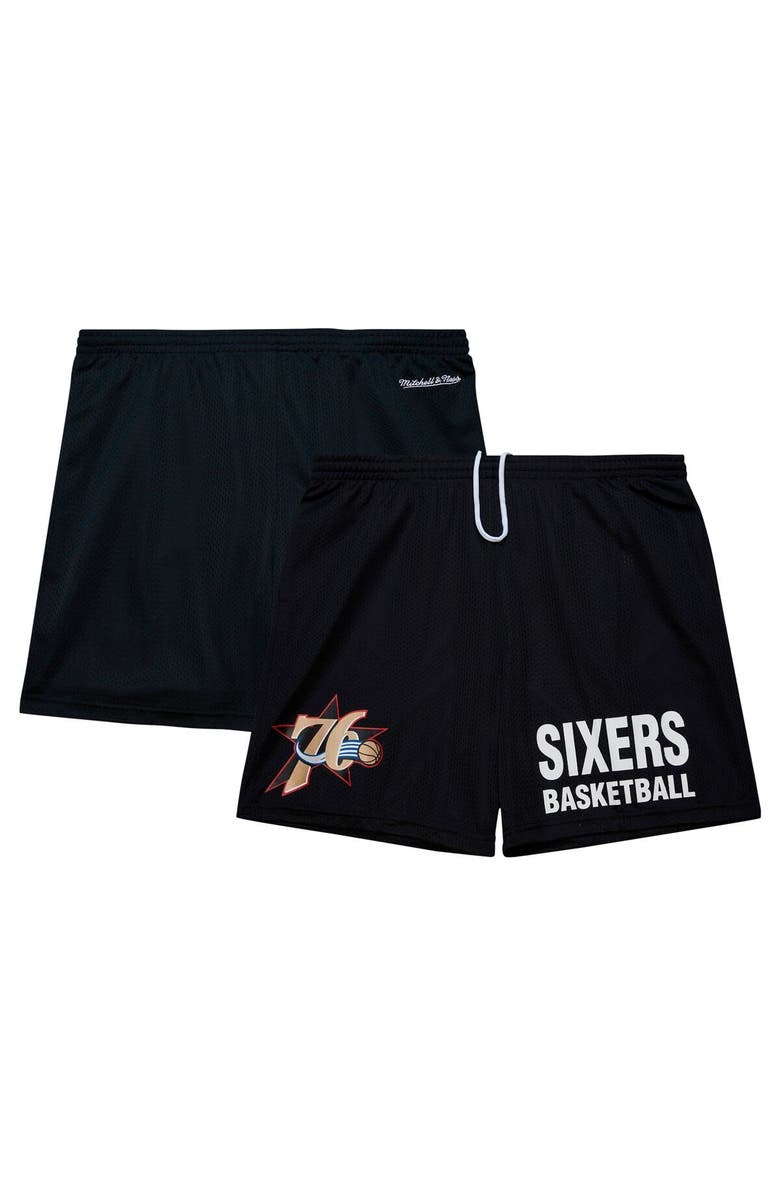 Mitchell & Ness Men's Mitchell & Ness Black Philadelphia 76ers Hardwood Classics Gameday Mesh Shorts, Alternate, color, Black