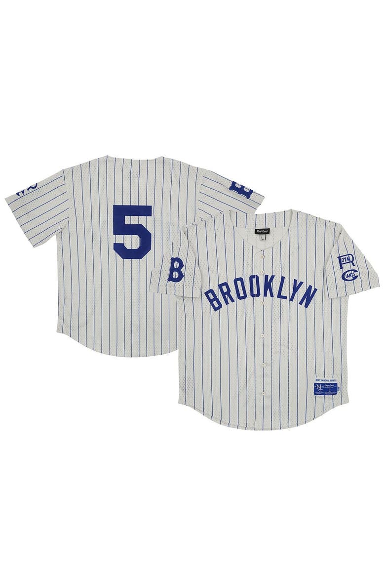 Men's Rings & Crwns #5 Cream Brooklyn Royal Giants Mesh Button-Down Replica Jersey, Alternate, color, Cream