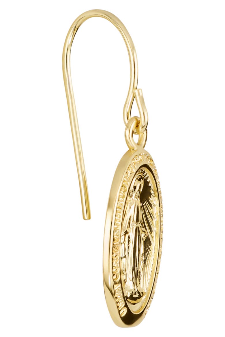 Virgin Mary Medallion Drop Earrings, Alternate, color, GOLD