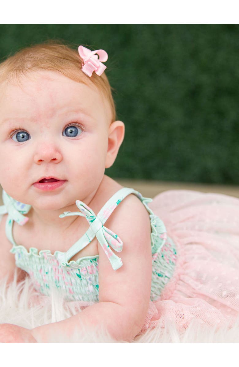 RuffleButts Baby Girls Tie Smocked Tulle Skirted Romper, Alternate, color,