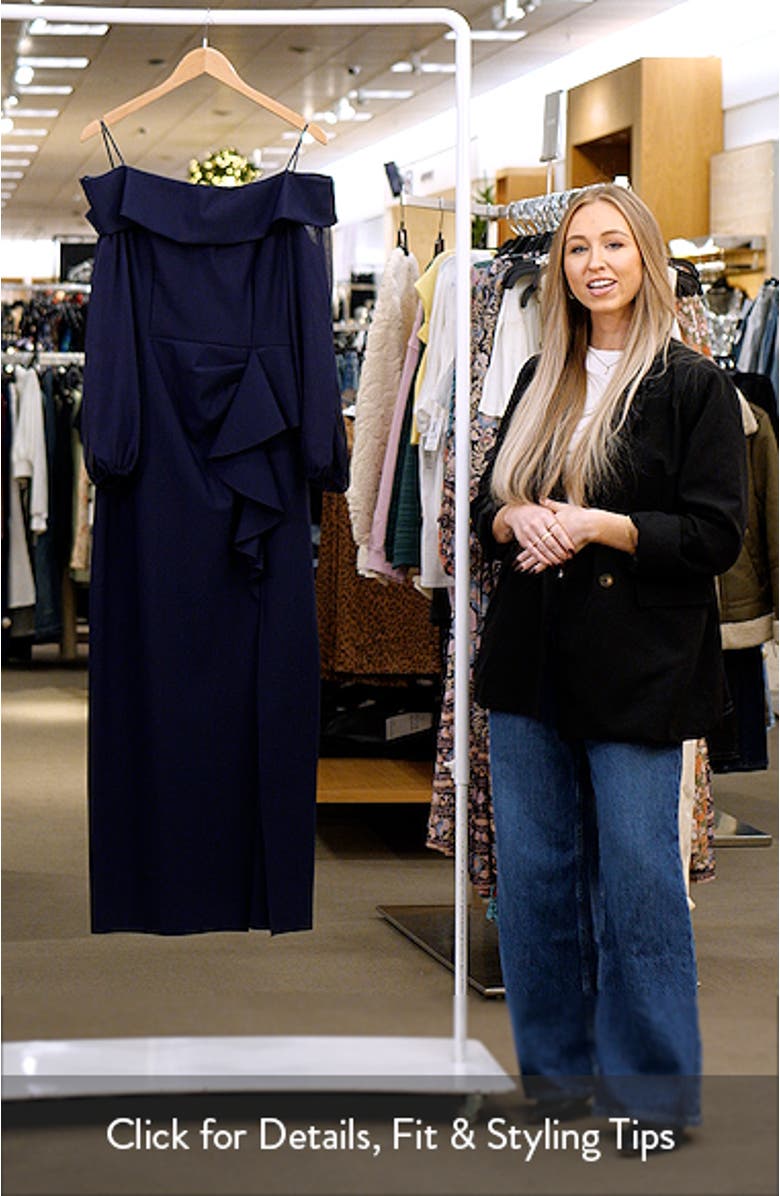 Contour Collection Off the Shoulder Long Sleeve Gown, sales video thumbnail