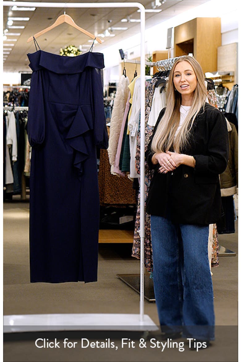 Contour Collection Off the Shoulder Long Sleeve Gown video