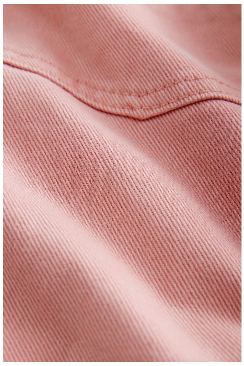 Corduroy Collar Zip Denim Jacket, Alternate, color, PINK