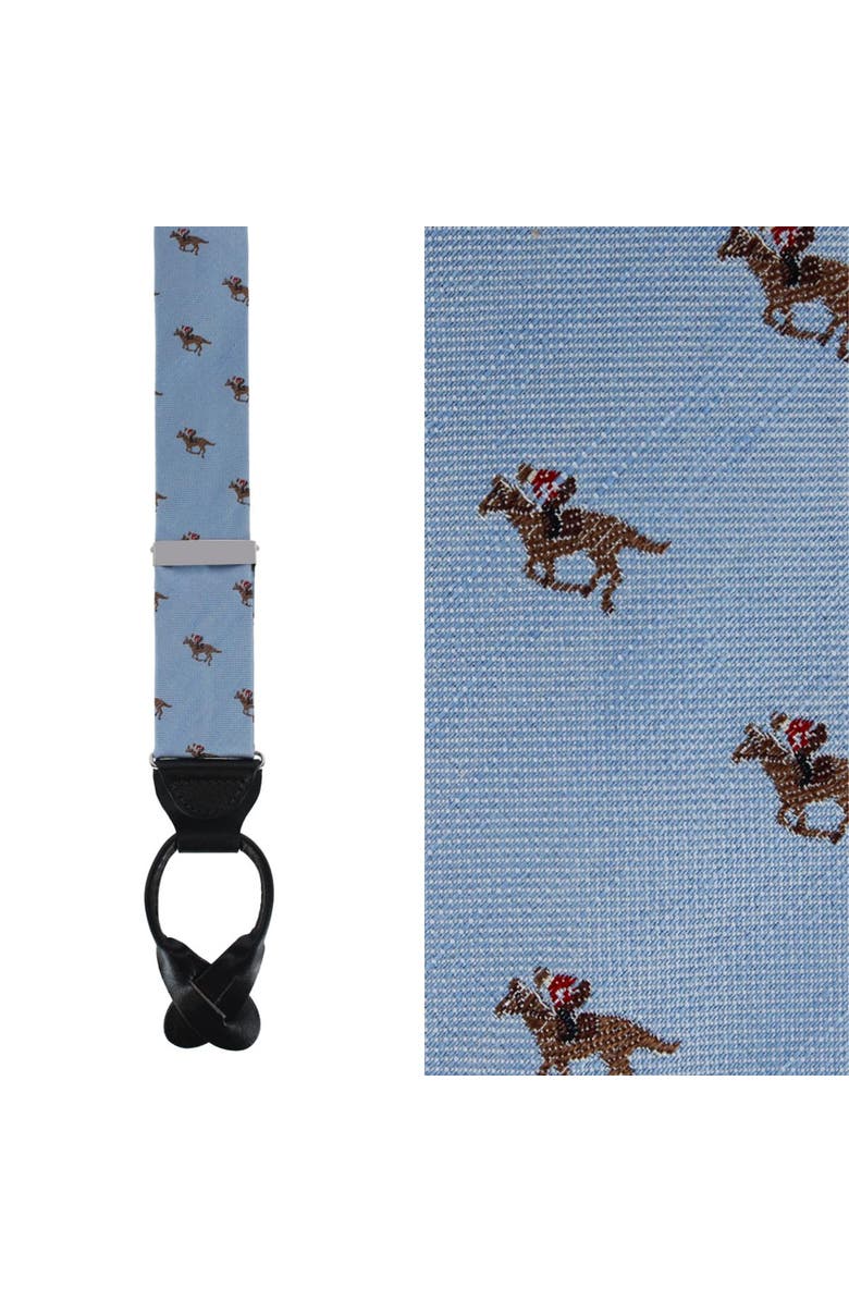 Trafalgar Down The Stretch Racehorse Linen Blend Button End Suspenders, Main, color, Light Blue