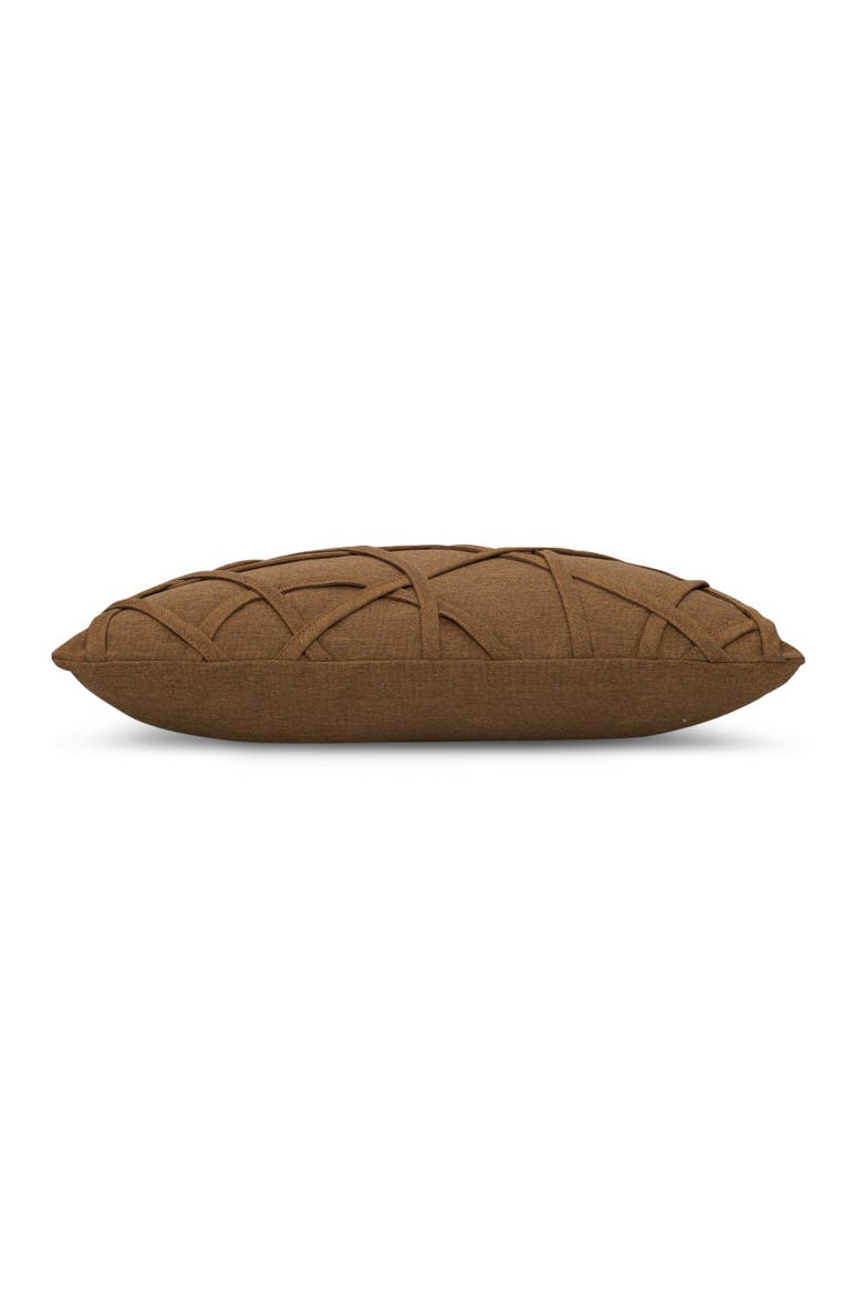 Illusion Handmade dimensional applique Indoor & Outdoor Woven Accent Pillow, Alternate, color, Teak