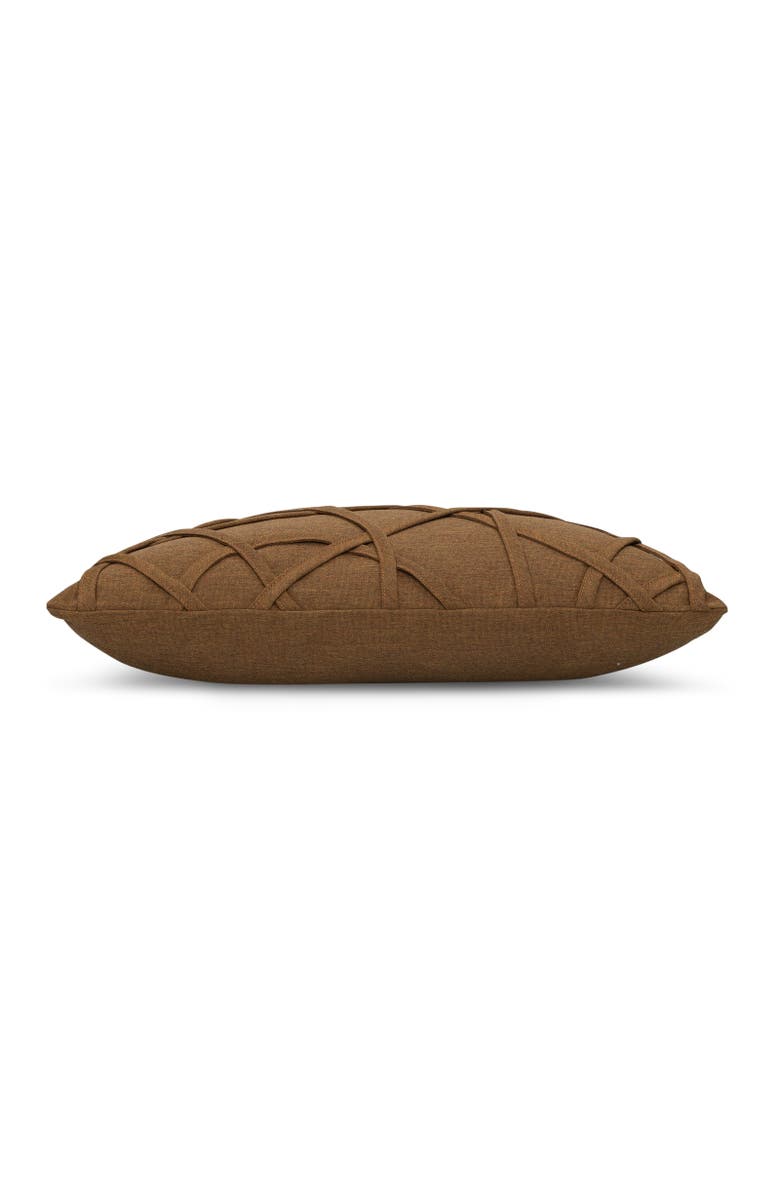 Elaine Smith Illusion Handmade dimensional applique Indoor & Outdoor Woven Accent Pillow, Alternate, color, Teak